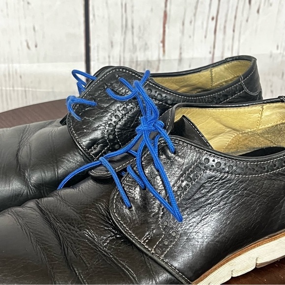 BROOKS Men\'s Black Leather Sneakers Dressy Shoes Blue Laces 9.5 main image 14